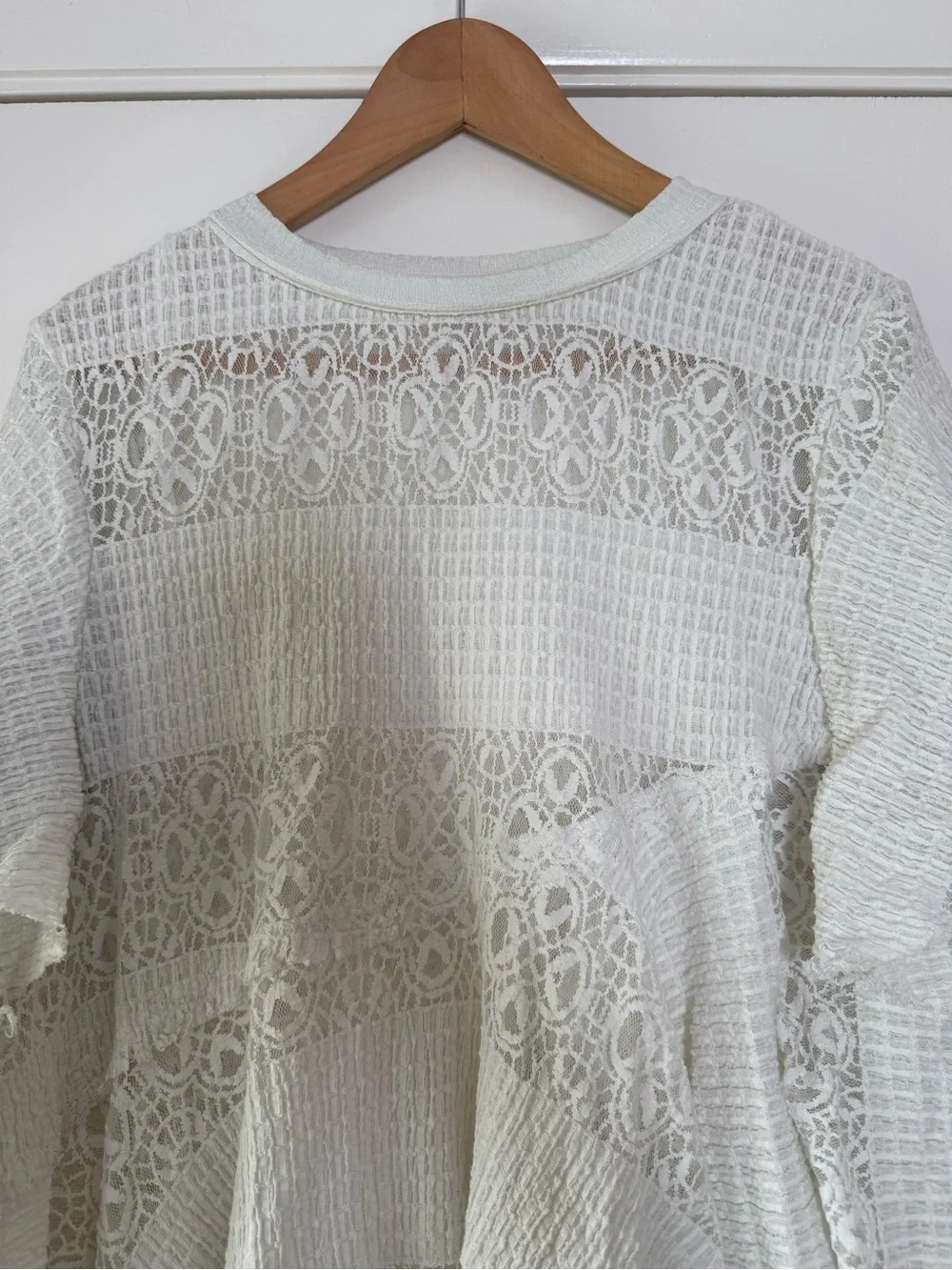 Free People Snowfall Tunic Top Lacy Romantic Soft Girl Boho Chic Coquette Airy